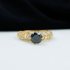 Rosec Jewels-Round Created Black Diamond Vintage Inspired Engagement Ring with Diamond