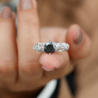 Rosec Jewels-1/4 CT Round Shape Black Onyx and Diamond Milgrain Engagement Ring