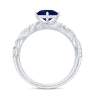 Rosec Jewels-Solitaire Created Blue Sapphire Vintage Inspired Engagement Ring with Diamond