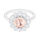 Rosec Jewels-3.5 CT Round Shape Morganite and Moissanite Halo Engagement Ring