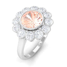 Rosec Jewels-3.5 CT Round Shape Morganite and Moissanite Halo Engagement Ring