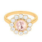 Rosec Jewels-3.5 CT Round Shape Morganite and Moissanite Halo Engagement Ring