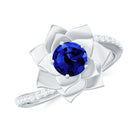 Rosec Jewels-Lab Grown Blue Sapphire and Diamond Flower Bypass Ring