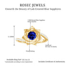 Rosec Jewels-Lab Grown Blue Sapphire and Diamond Flower Bypass Ring