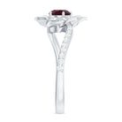 Rosec Jewels-Real Rhodolite and Diamond Flower Ring with Bypass Shank