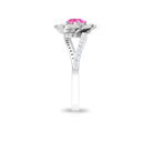 Rosec Jewels-Pink Sapphire and Diamond Flower Engagement Ring with Bypass Shank