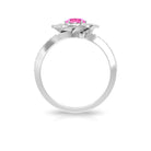 Rosec Jewels-Pink Sapphire and Diamond Flower Engagement Ring with Bypass Shank