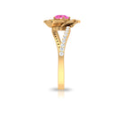 Rosec Jewels-Pink Sapphire and Diamond Flower Engagement Ring with Bypass Shank