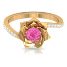 Rosec Jewels-Pink Sapphire and Diamond Flower Engagement Ring with Bypass Shank