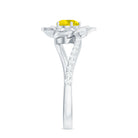 Rosec Jewels-Round Yellow Sapphire Flower Bypass Ring with Diamond