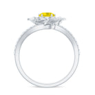 Rosec Jewels-Round Yellow Sapphire Flower Bypass Ring with Diamond