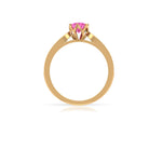 Rosec Jewels-Round Cut Pink Sapphire Solitaire Engagement Ring with Diamond