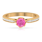 Rosec Jewels-Round Cut Pink Sapphire Solitaire Engagement Ring with Diamond