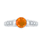 Rosec Jewels-1 CT Solitaire Fire Opal and Diamond Art Deco Engagement Ring