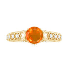 Rosec Jewels-1 CT Solitaire Fire Opal and Diamond Art Deco Engagement Ring