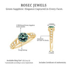 Rosec Jewels-Round Created Green Sapphire Solitaire Art Deco Ring with Diamond