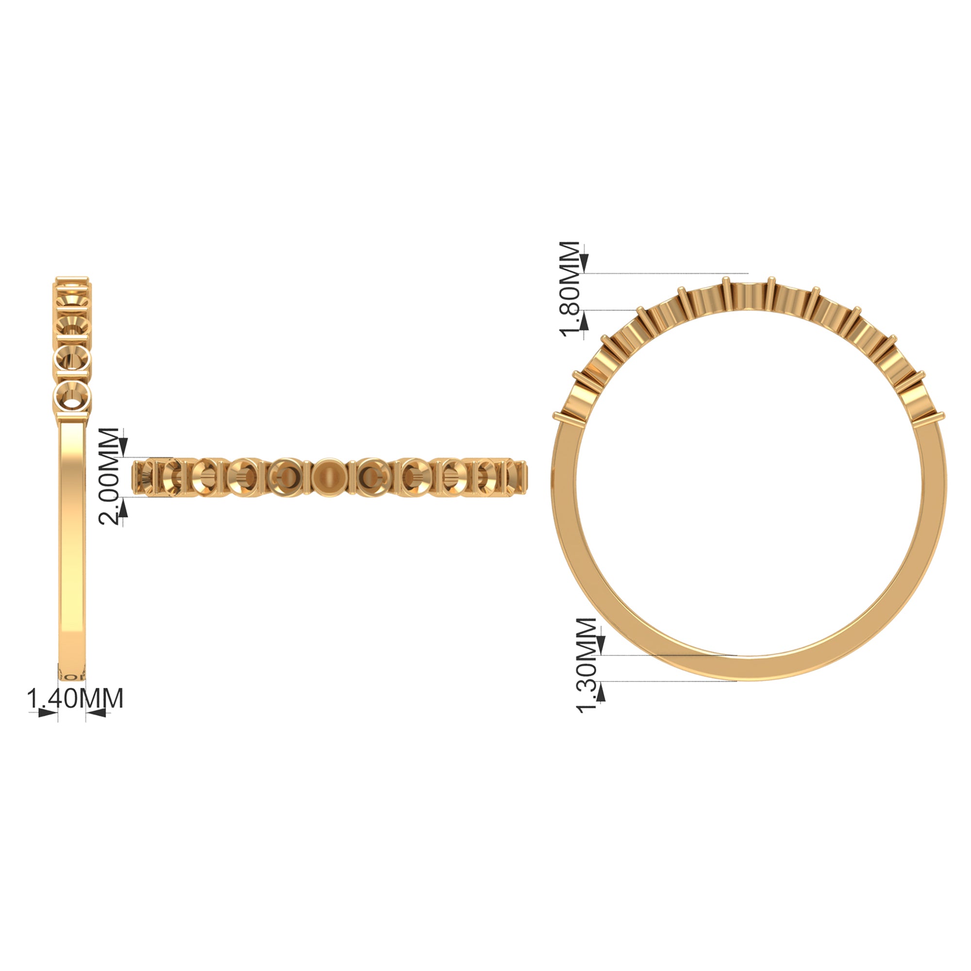 Rosec Jewels-Minimal Moissanite Half Eternity Band Ring in Bar Setting