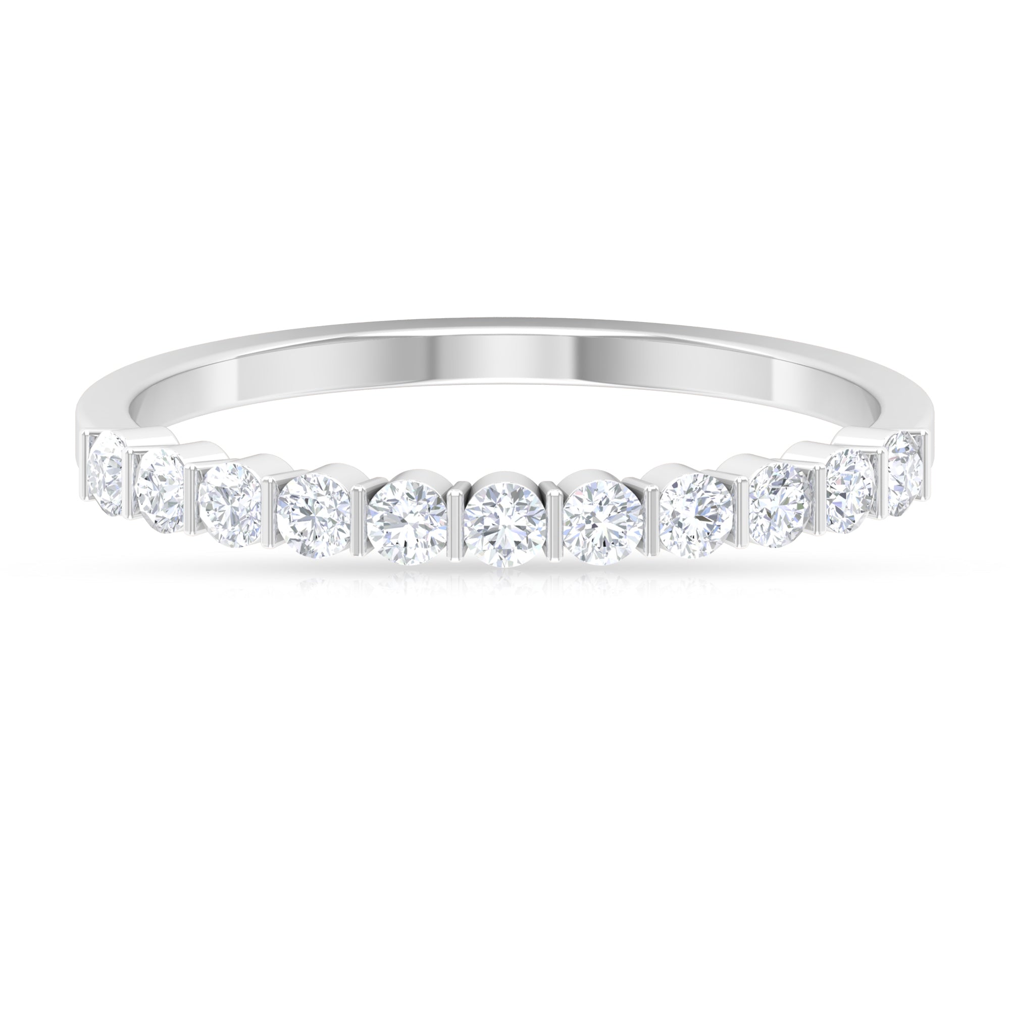 Rosec Jewels-Minimal Moissanite Half Eternity Band Ring in Bar Setting