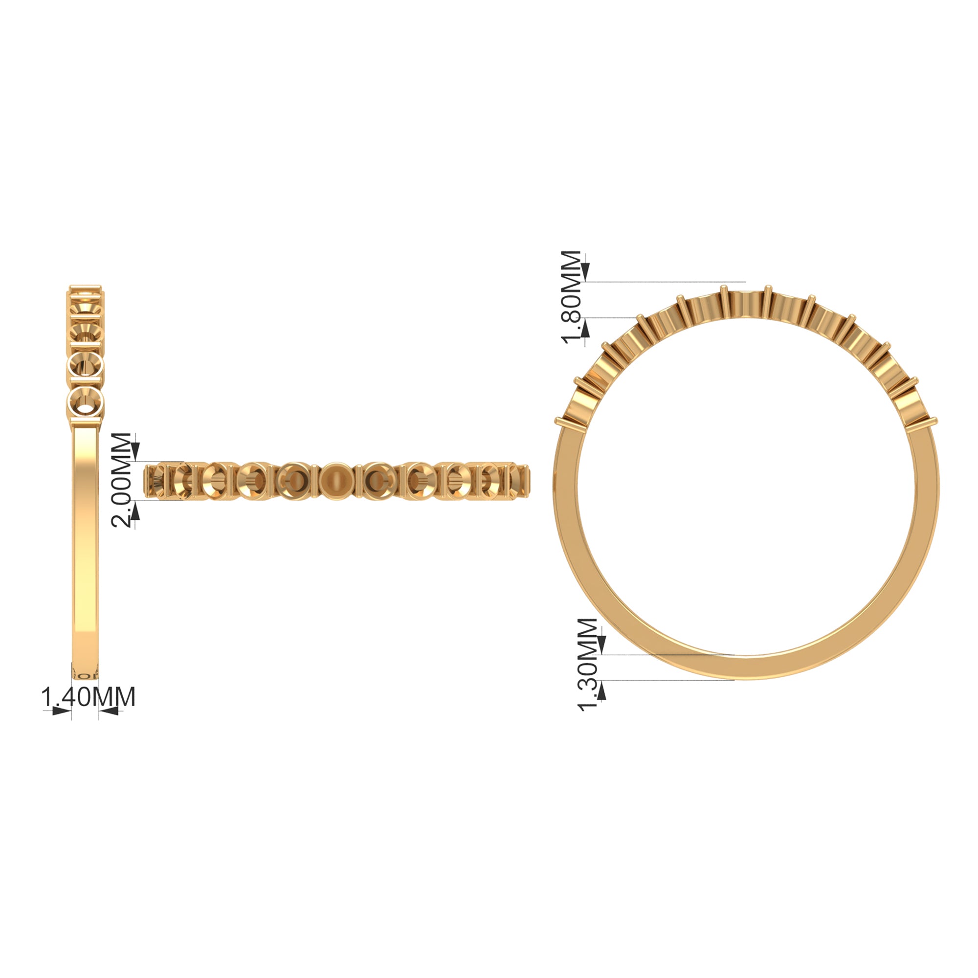 Rosec Jewels-Minimal Moissanite Half Eternity Band Ring in Bar Setting