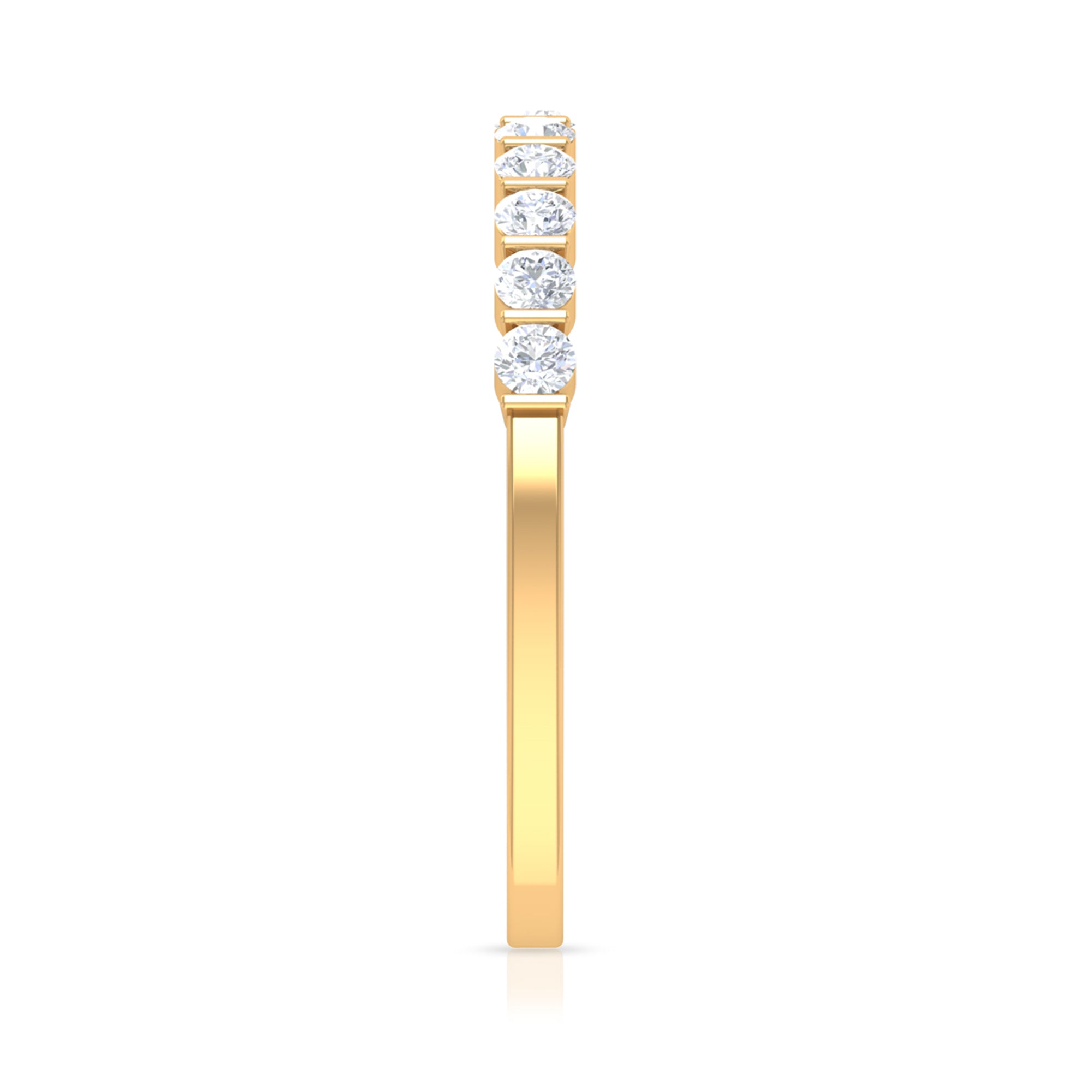 Rosec Jewels-Minimal Moissanite Half Eternity Band Ring in Bar Setting