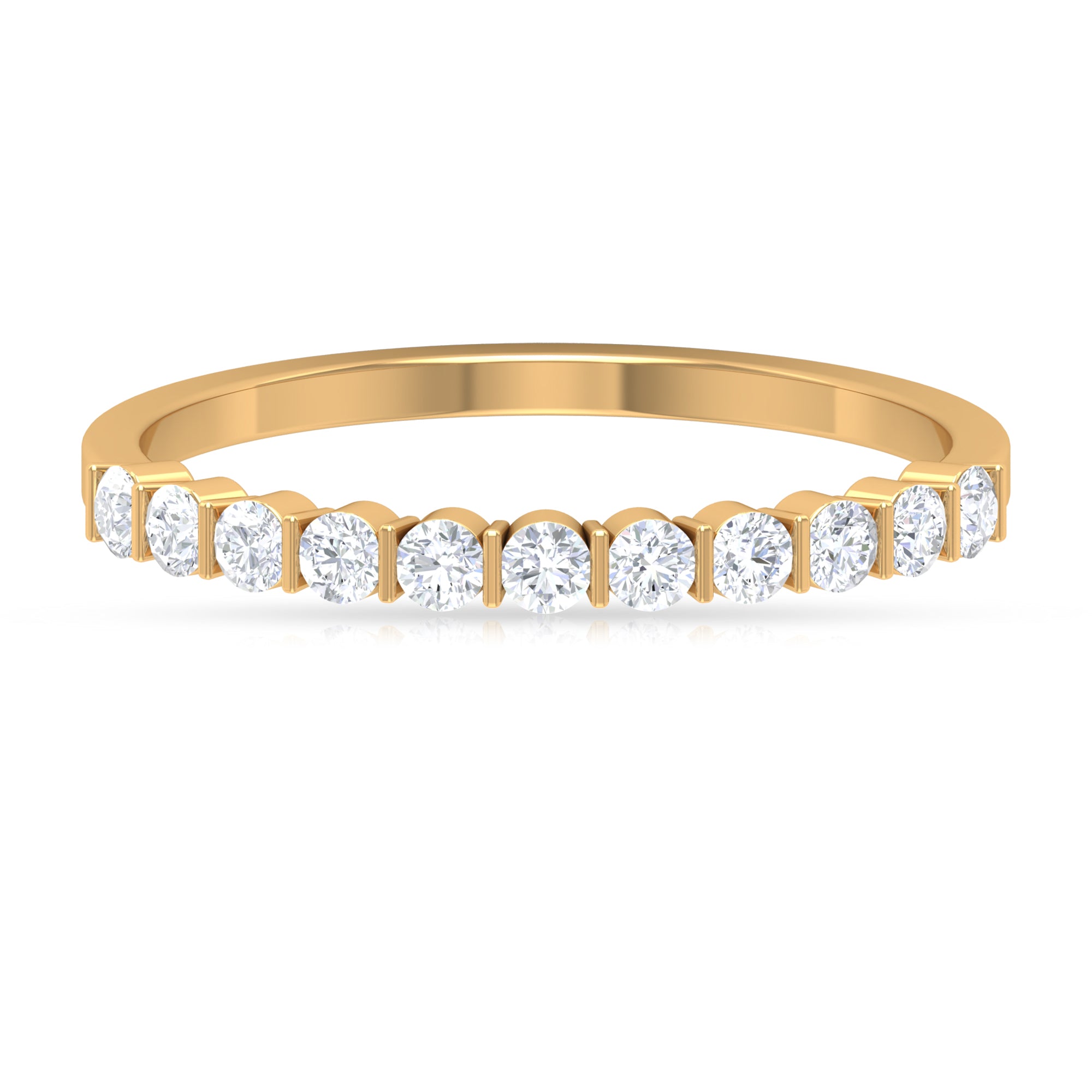 Rosec Jewels-Minimal Moissanite Half Eternity Band Ring in Bar Setting