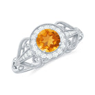 Rosec Jewels-Vintage Citrine Diamond Engagement Ring with Beaded Detail