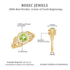 Rosec Jewels-Vintage Inspired Peridot and Diamond Engagement Ring with Gold Beaded