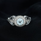 Rosec Jewels-Vintage Inspired Real Sky Blue Topaz and Diamond Engagement Ring