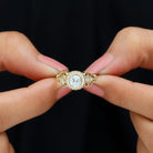 Rosec Jewels-Vintage Inspired Real Sky Blue Topaz and Diamond Engagement Ring