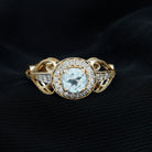 Rosec Jewels-Vintage Inspired Real Sky Blue Topaz and Diamond Engagement Ring