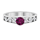 Rosec Jewels-Designer Solitaire Engagement Ring with Rhodolite and Diamond