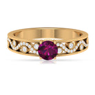 Rosec Jewels-Designer Solitaire Engagement Ring with Rhodolite and Diamond