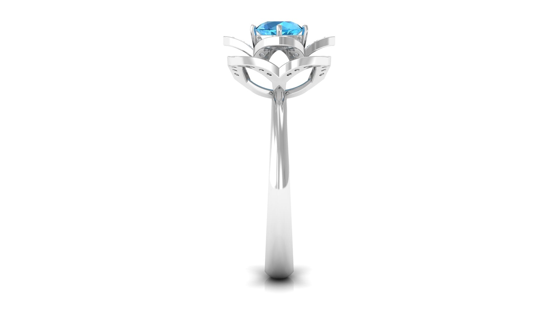 Rosec Jewels-Swiss Blue Topaz and Diamond Floral Engagement Ring