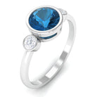 Rosec Jewels-Round London Blue Topaz and Diamond Solitaire Engagement Ring