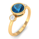 Rosec Jewels-Round London Blue Topaz and Diamond Solitaire Engagement Ring