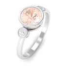 Rosec Jewels-Morganite and Diamond Engagement Ring in Bezel Setting