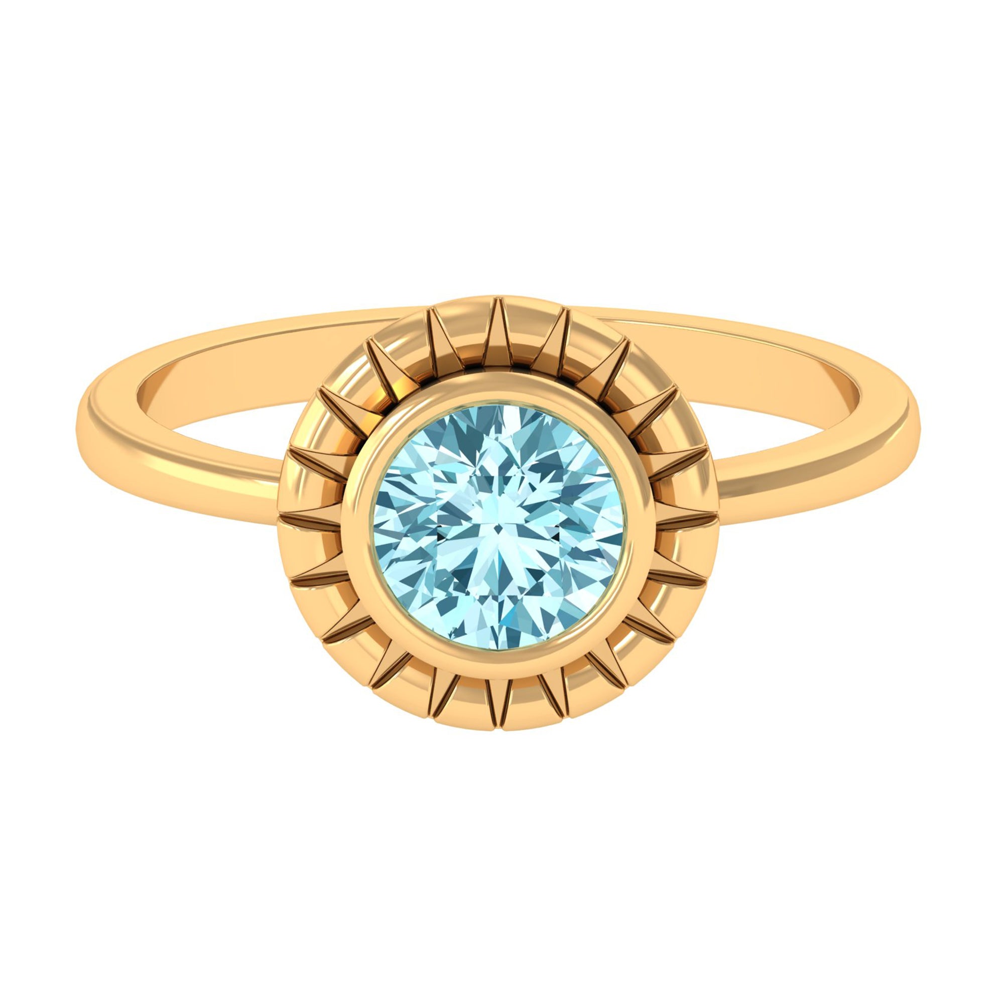 Rosec Jewels-Bezel Set Aquamarine Solitaire Engagement Ring