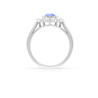 Rosec Jewels-Bezel Set Tanzanite and Diamond Flower Halo Engagement Ring