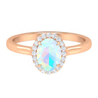 Rosec Jewels-1.50 CT Oval Shape Ethiopian Opal Engagement Ring with Diamond Halo