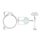 Rosec Jewels-1.50 CT Oval Shape Ethiopian Opal Engagement Ring with Diamond Halo