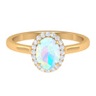 Rosec Jewels-1.50 CT Oval Shape Ethiopian Opal Engagement Ring with Diamond Halo