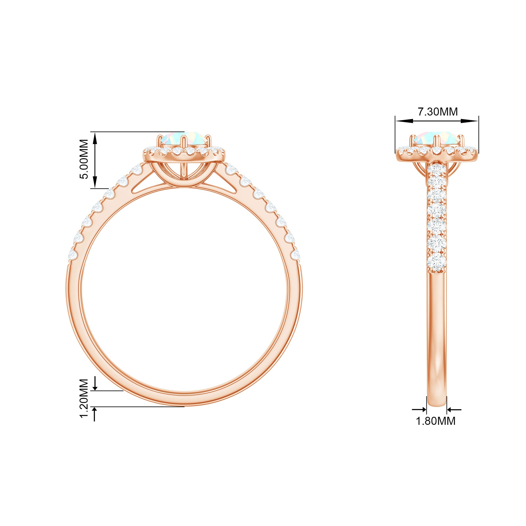 Rosec Jewels-0.75 CT Ethiopian Opal and Diamond Halo Engagement Ring