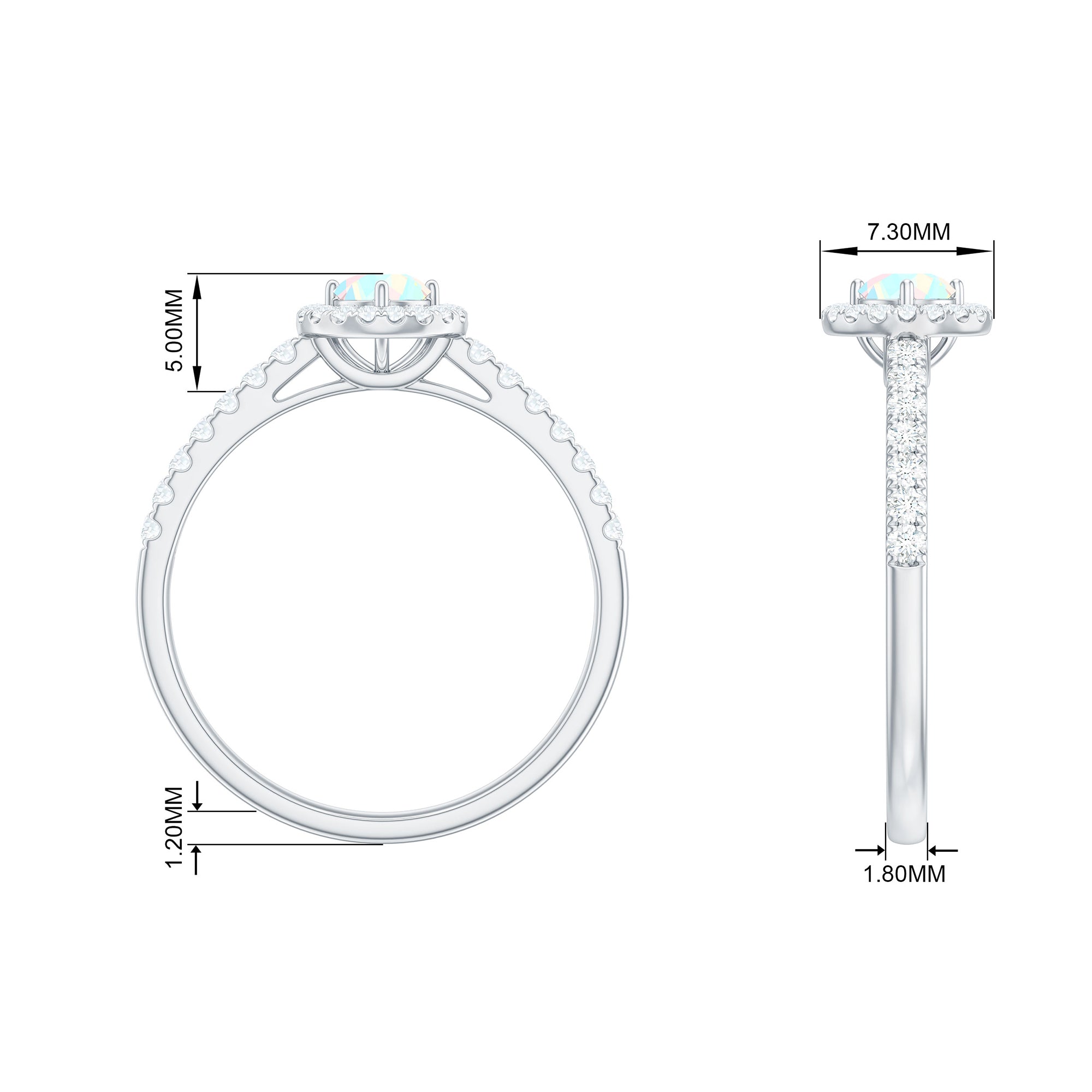 Rosec Jewels-0.75 CT Ethiopian Opal and Diamond Halo Engagement Ring