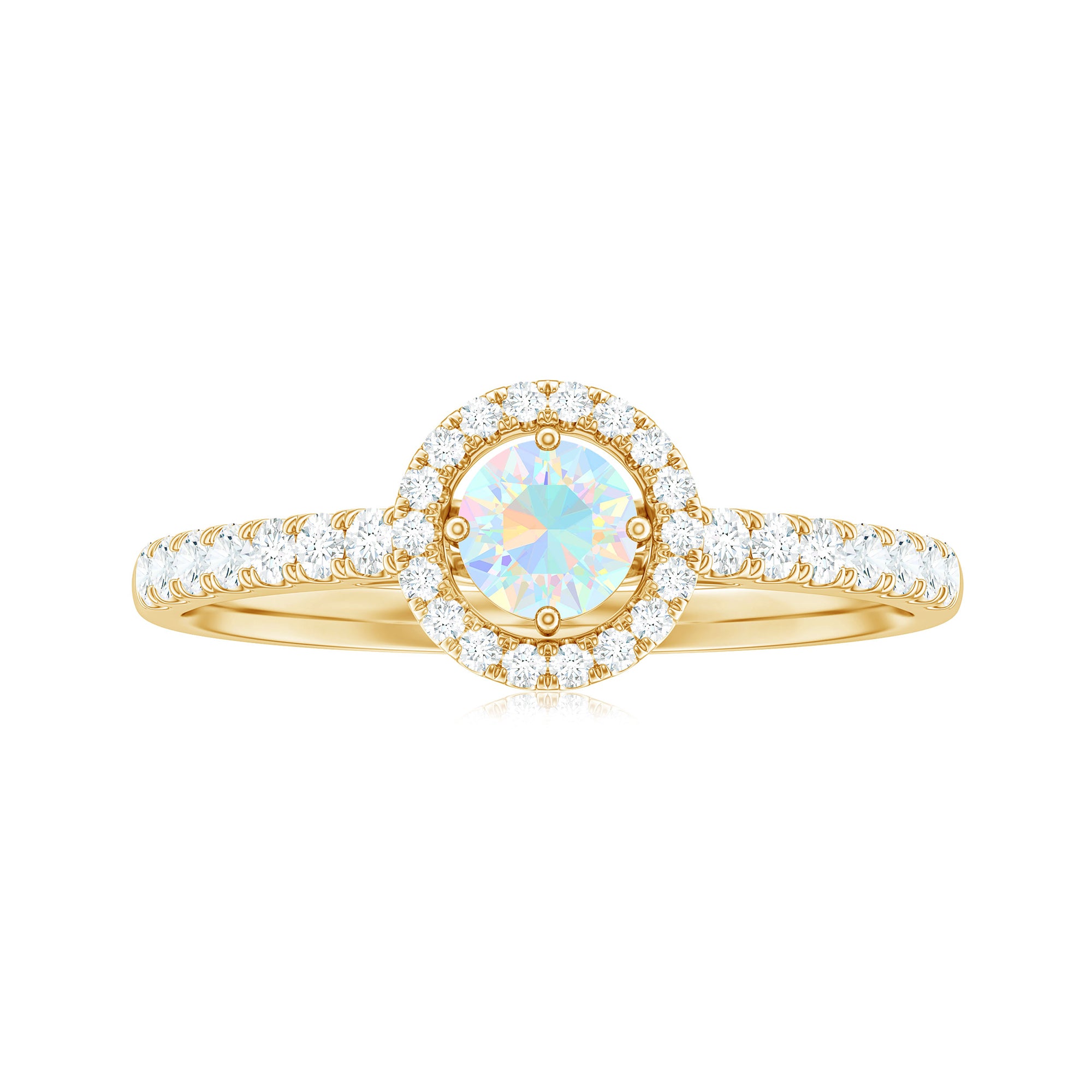 Rosec Jewels-0.75 CT Ethiopian Opal and Diamond Halo Engagement Ring