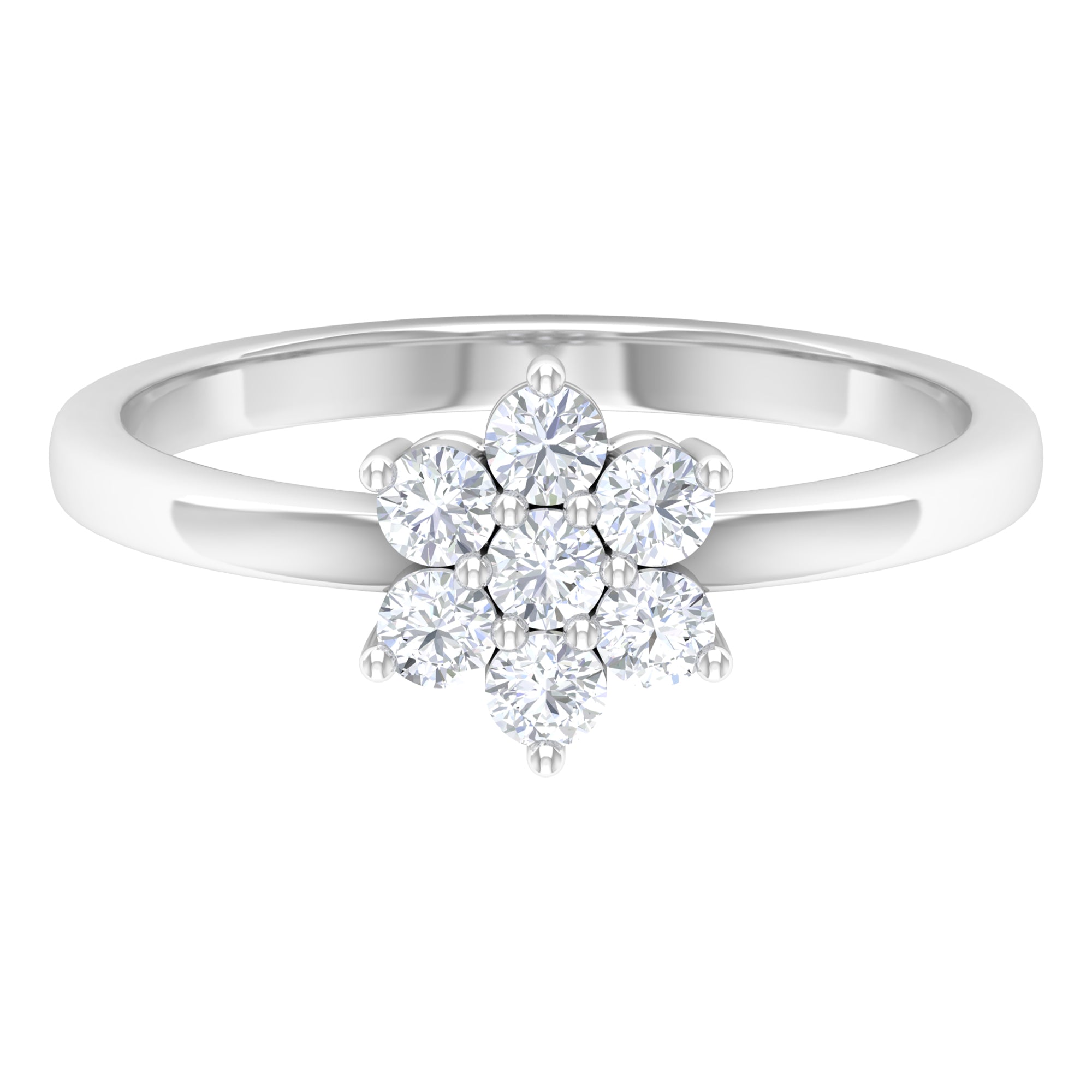 Rosec Jewels-Simple Round Moissanite Flower Cluster Ring