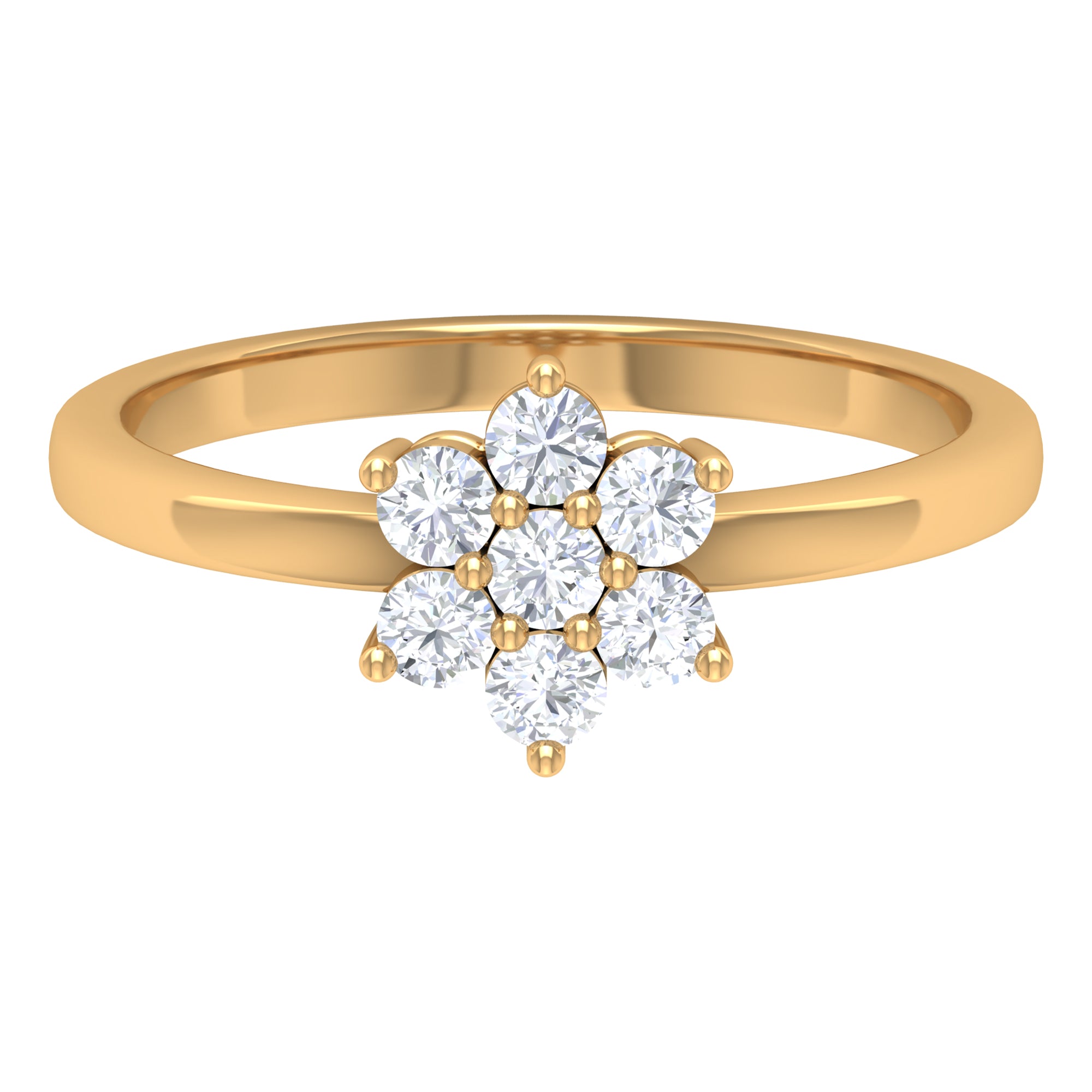 Rosec Jewels-Simple Round Moissanite Flower Cluster Ring