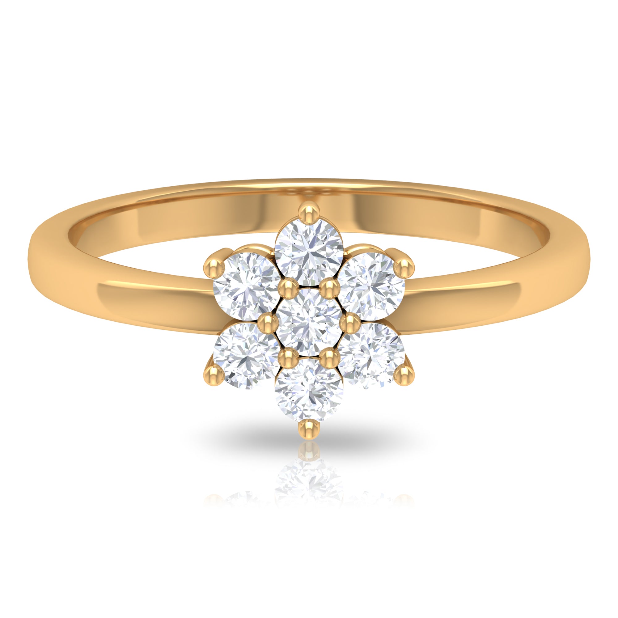 Rosec Jewels-Simple Round Moissanite Flower Cluster Ring