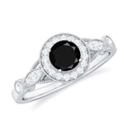 Rosec Jewels-Black Onyx and Diamond Antique Style Engagement Ring in Gold