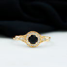 Rosec Jewels-Black Onyx and Diamond Antique Style Engagement Ring in Gold