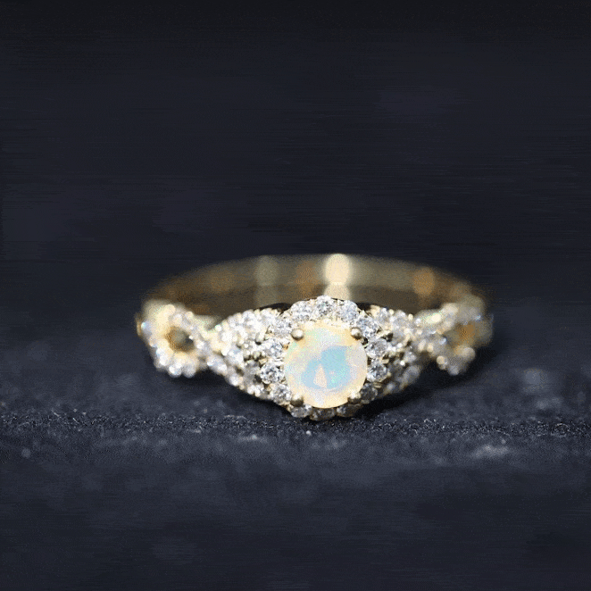 Rosec Jewels-3/4 CT Ethiopian Opal and Diamond Crossover Engagement Ring
